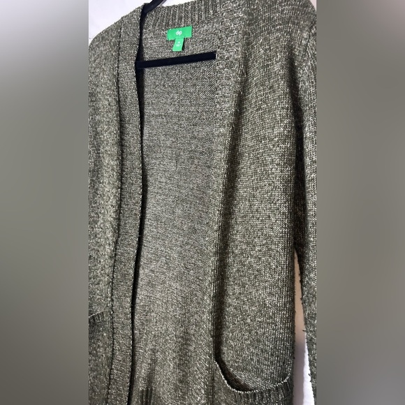 dip Olive Green Cardigan Sweater Classic Knit Open Front - Picture 3 of 5